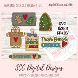 Baking Spirits Bright Christmas SVG Set, Glowforge and Laser Cutter Design, Instant Download Digital Woodworking Pattern, DIY Holiday Decor