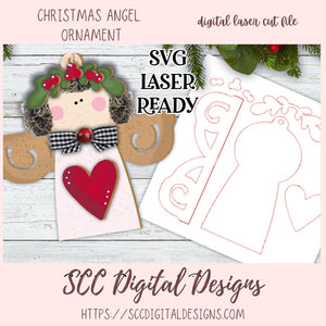 Christmas Angel Ornament SVG Laser Ready, Glowforge and Laser Cutter Design, DIY Christmas Gift for Mom, Instant Download Digital Laser Cut File