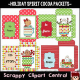 Holiday Spirit Printable Cocoa Packet - Merry Christmas Printable Cider Pkt - Customizable Printables - Hot Chocolate Cup PNG