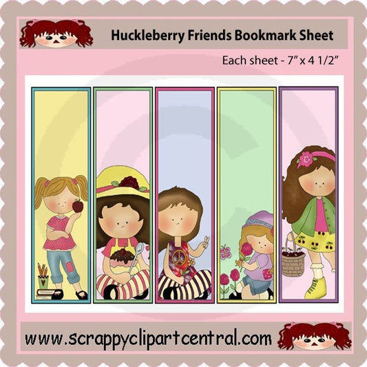 Huckleberry Friends Printable Bookmarks - Teacher Resources Printables - Home School Activity - Spring & Flowers Clipart