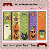 Jack Attack Printable Bookmarks - Printable Black Cat Bookmark - Teacher Resources Printables - Bookmark pdf - Halloween Bookmarks -Pumpkins