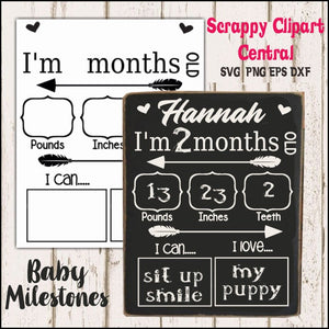 Baby Milestones SVG File - Babies Room Decor- Baby Shower Gift - New Mom Mother's Day Gift - Customize Newborn Growth - Scrapbook Elements