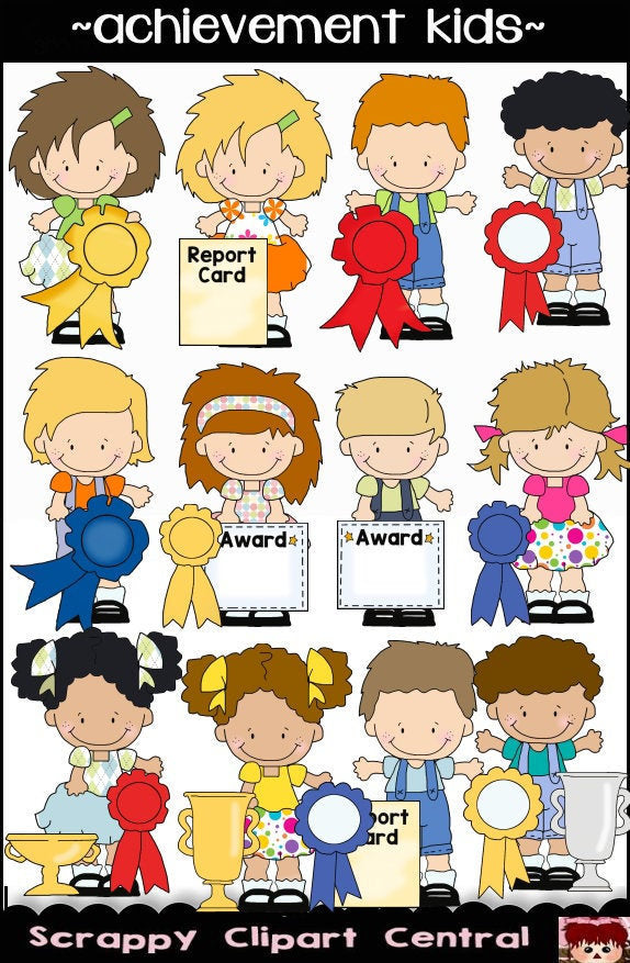 Achievement Kids Digital Clipart - Word Art - School PNG - Word-Art - Boys, Girls, Awards, Certificates - Create Printables