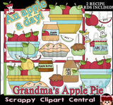 An Apple A Day Digital Clipart - Word Art, Apple Jelly, Apple Pie, & Cooking Gadgets PNGs - Printable Recipe Cards