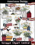 Americana Daisies Digital Clipart - Word Art, Americana, Sheep, Daisy & Flag PNGs
