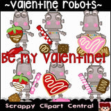 Valentine Robots Digital Clipart - Valentine Word-Art - Chocolate Heart Candy - Create Party Printables