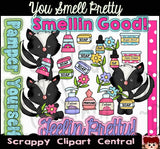 You Smell Pretty Clipart - Boutique, Perfume Bottles, Skunk, & Word Art PNGs, Scrapbook Elements, Commercial Use