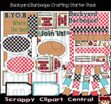 Backyard Barbeque Crafting Starter Pack - Printable Tags - Scrapbook BBQ Elements - Word Art - Word-Art 
