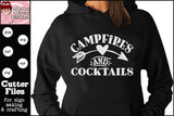 Campfires & Cocktails SVG - Camper Decor - Glamper Sign - Coffee Mug, Tumbler, Wine Glass, T-Shirts & Hoodies PNG