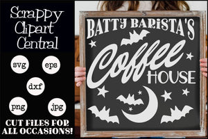 Batty Baristas Coffee House Cutter File - Coffee House Sign - Coffee Bar Decor - Farmhouse SVG - Coffee Lover Gift