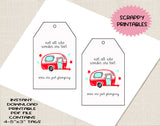 Not All Who Wonder Are Lost Some Are Just Glamping Printable Tags - Camper Lover Gift - Glamper Lover  - Red Vintage Trailer