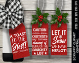 A Toast to the Host SVG Mini Bundle - Xmas Tag Set - Let it Snow We Have Merlot - Caution Contents May Increase Chances of Being on the Naughty List