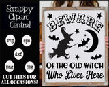 Beware Of The Old Witch Who Lives Here SVG - Halloween Farmhouse Sign - Haunted House - Vintage Halloween - Create Party Printables