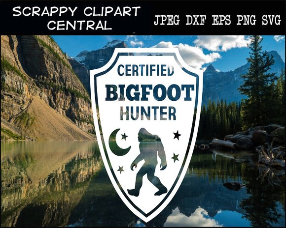 Certified Big Foot Hunter SVG - Off Road Vehicle Decal - Sasquatch Folklore Lover - Outdoor Camping Decor - Rustic Cabin Sign