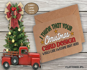 Kraft Christmas Card Mock Up - Copy and Paste Your Design JPG - Professional Crafters Design Listing Tools - Unique Mockup