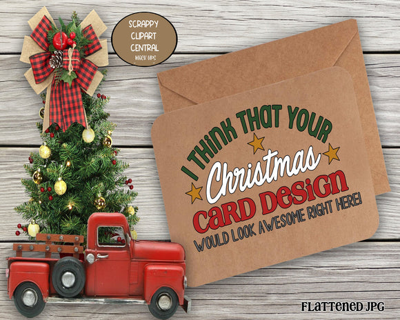 Kraft Christmas Card Mock Up - Copy and Paste Your Design JPG - Professional Crafters Design Listing Tools - Unique Mockup