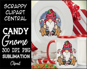 Candy Gnome Sublimation Clipart - Merry Christmas T-Shirt Design - Coffee Mug PNG - Create DIY Printables - Commercial Use