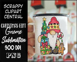 Christmas Gift Gnome Sublimation Clipart - Merry Christmas T-Shirt Design - Coffee Mug PNG - Create DIY Printables - Commercial Use
