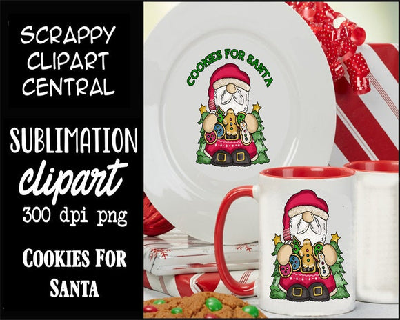 Cookies for Santa Sublimation Clipart - Merry Christmas T-Shirt Design - Coffee Mug PNG - Create DIY Printables - Personal & Commercial Use