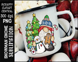 Snowman Gnome Sublimation Clipart - Merry Christmas T-Shirt Design - Coffee Mug PNG - Create Xmas Printables 