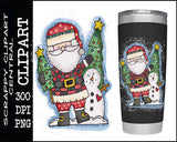 Winter Santa Sublimation Clipart - Merry Christmas T-Shirt Design - Coffee Mug PNG - Create Xmas Holiday Printables