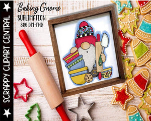 Baking Gnome Sublimation Clipart - Coffee Mug PNG - Create DIY Printables - Commercial Use