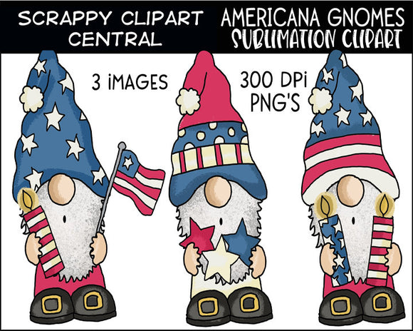 Americana Gnomes Sublimation Clipart - Patriotic Coffee Mug PNG - American Flag T-Shirt Design - Create DIY Printables - Commercial Use