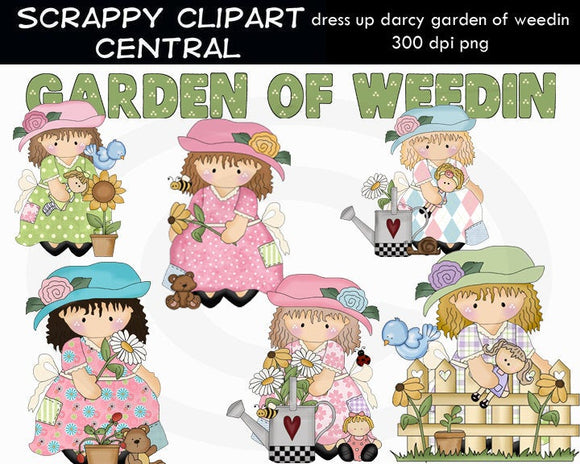 Dress Up Darcy Garden of Weedin Clipart - Kids T-Shirt Design - Create Mother's Day Printables - Commercial Use - Word Art PNG