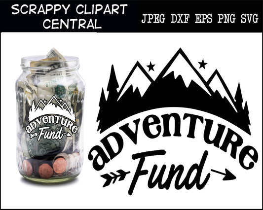Adventure Fund SVG - Rustic Cabin Sign Decor - Camper Coffee Mug SVG - Adventures Are Calling Sign - Camping Lover Gift