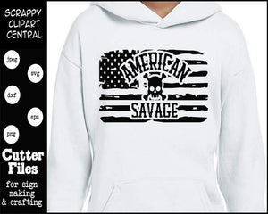 American Savage SVG File - Unisex T-Shirt Design - Father's Day Gift - Military Tee - Mother's Day Sweatshirt PNG - Skull American Flag