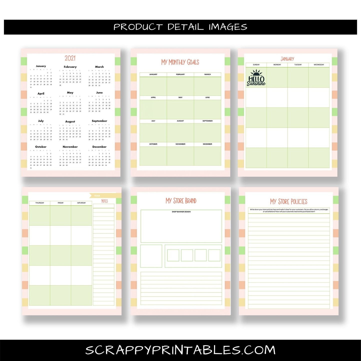 Inspirational Printable On-Line Store Owner Planner - Brand Vision, Monthly Goals,  Store Policies, Email Mktg Planner, Social Media  & More