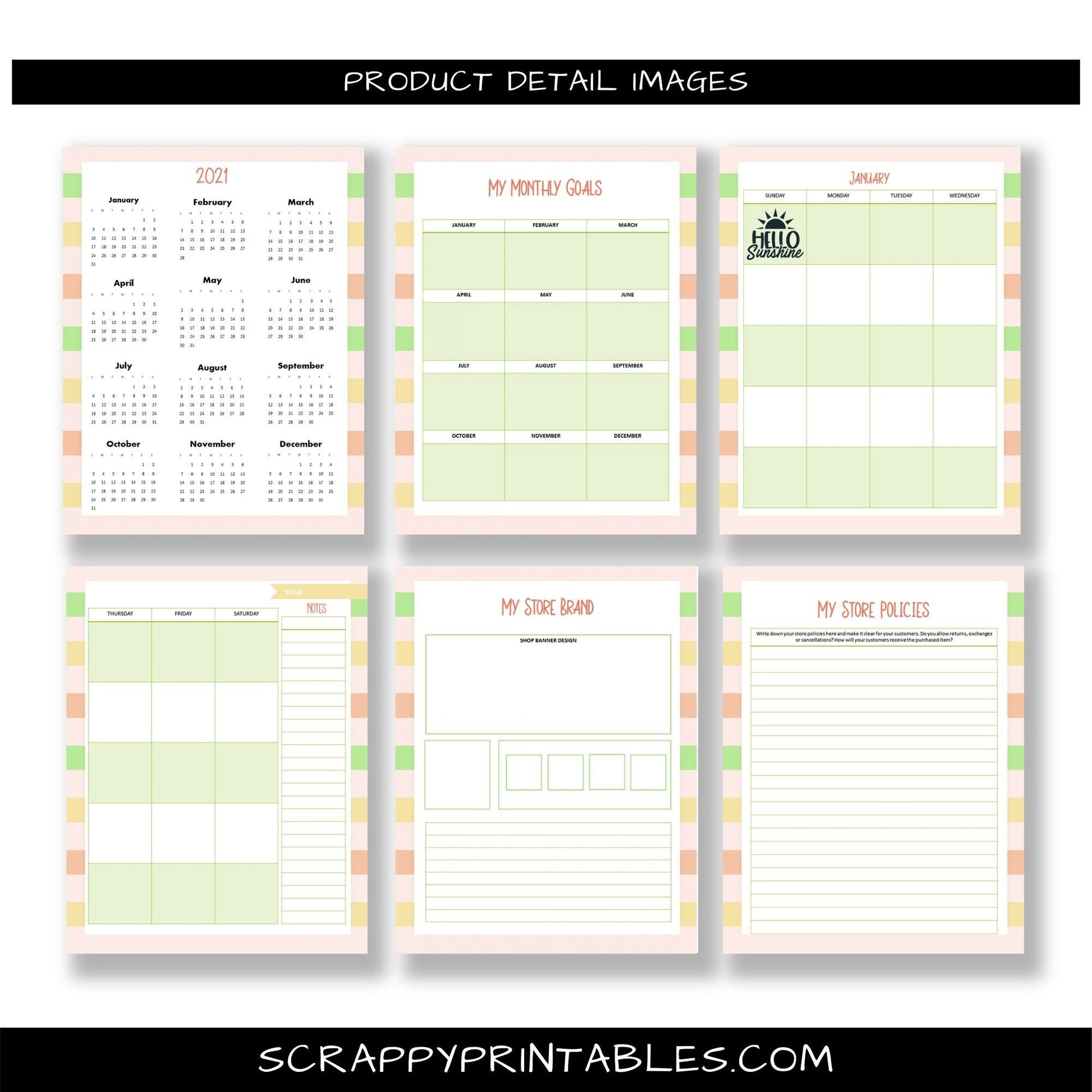 Inspirational Printable On-Line Store Owner Planner - Brand Vision, Monthly Goals,  Store Policies, Email Mktg Planner, Social Media  & More
