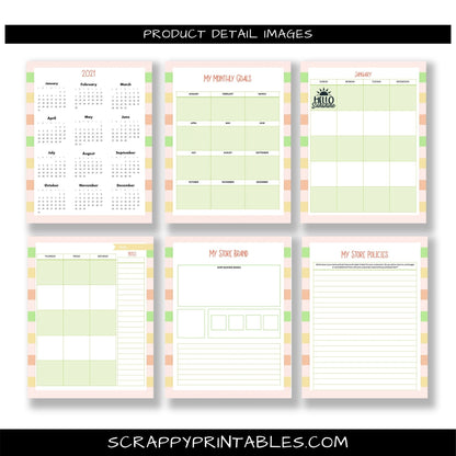 Inspirational Printable On-Line Store Owner Planner - Brand Vision, Monthly Goals,  Store Policies, Email Mktg Planner, Social Media  & More
