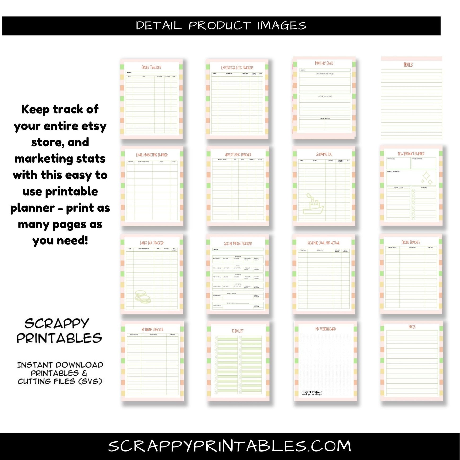Inspirational Printable On-Line Store Owner Planner - Brand Vision, Monthly Goals,  Store Policies, Email Mktg Planner, Social Media  & More