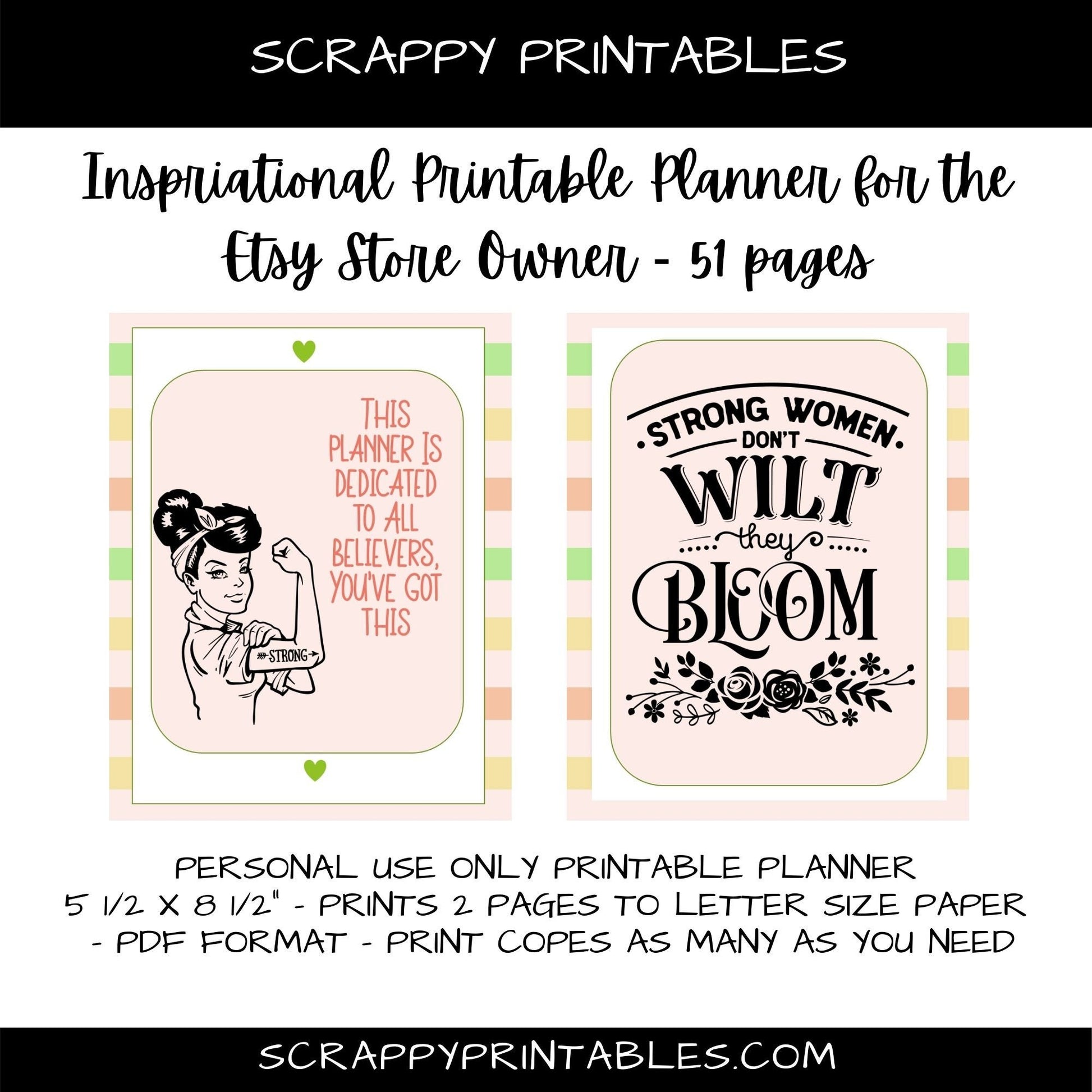 Inspirational Printable On-Line Store Owner Planner - Brand Vision, Monthly Goals,  Store Policies, Email Mktg Planner, Social Media  & More