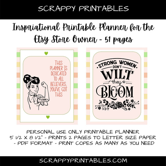 Inspirational Printable On-Line Store Owner Planner - Brand Vision, Monthly Goals,  Store Policies, Email Mktg Planner, Social Media  & More