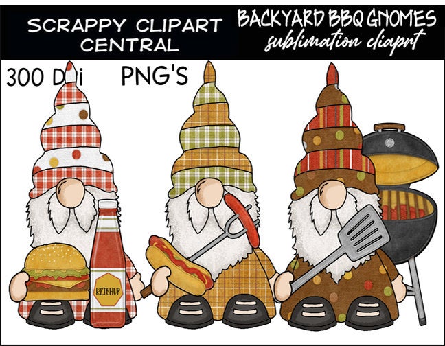 Cute Kitchen Gnomes Clipart, Create Cooking Kid's Party Printables