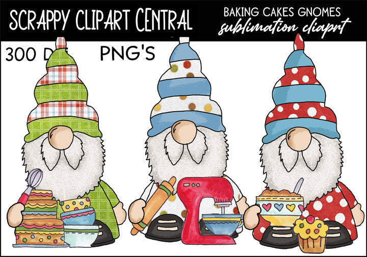 Cute Kitchen Gnomes Clipart, Create Cooking Kid's Party Printables