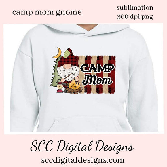 amp Mom Gnome Sublimation Clipart - DIY Glamper Decor, Signs, Pillows, Coffee Mug & Tumbler, Camping Gnome T-Shirt & Hoodie 