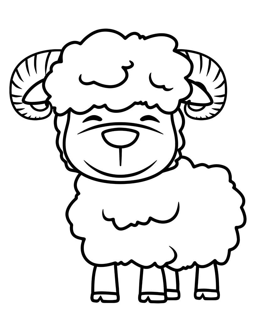 Happy Farm big coloring page. Halloween coloring page for kids. Cartoon big  coloring poster in doodle style. Cute cow, dog, sheep, chicken, geese,  horse, piglets Stock Vector