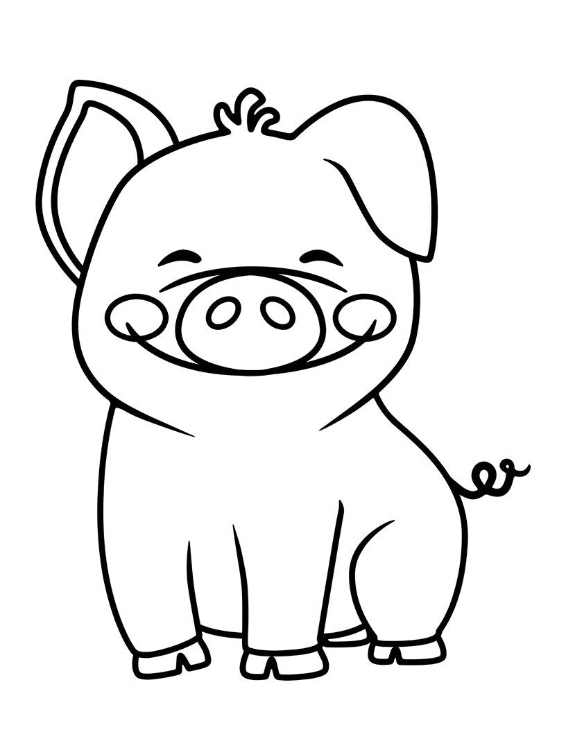 Printable Coloring Pages Print at Home for Kids, Farm Animals Home School & Day Care Activities, Teacher Resources Preschool, Cow Horse Pig