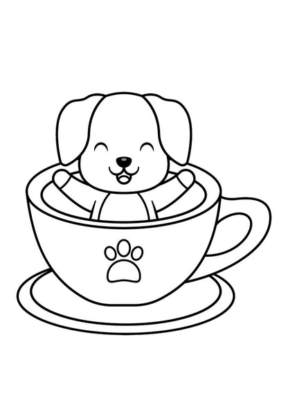 Dogs Coloring Pages for Kids, Home School Printables & Day Care Activities, Teacher Recourses Preschool, Baby Animals Children's Story Book 
