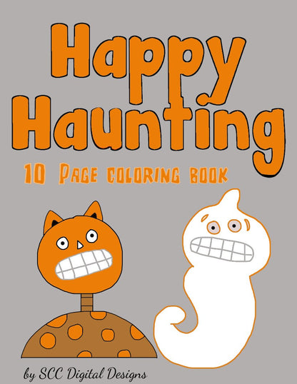 Happy Haunting Coloring Pages Print at Home for Kids, Halloween Home School & Day Care Activities, Teacher Resources Preschool