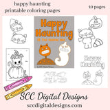 Happy Haunting Coloring Pages Print at Home for Kids, Halloween Home School & Day Care Activities, Teacher Resources Preschool