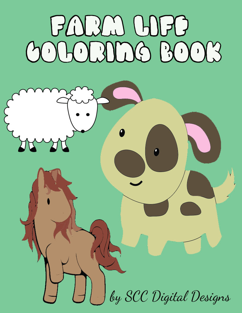 Printable Coloring Pages Print at Home for Kids, Farm Animals Home School & Day Care Activities, Teacher Resources Preschool, Cow Horse Pig