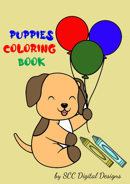 Dogs Coloring Pages for Kids, Home School Printables & Day Care Activities, Teacher Recourses Preschool, Baby Animals Children's Story Book 