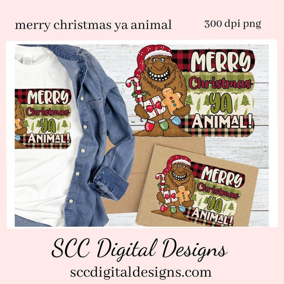Merry Christmas Ya Animal Clipart - Create Xmas Holiday T-Shirts, Hoodies, Mugs, Tumblers & Party Printables