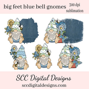 Big Feet Blue Bell Gnomes Clipart - Create Mugs, Tumblers, T-Shirts, Hoodies, Greeting Cards, Gift Tags,  & More