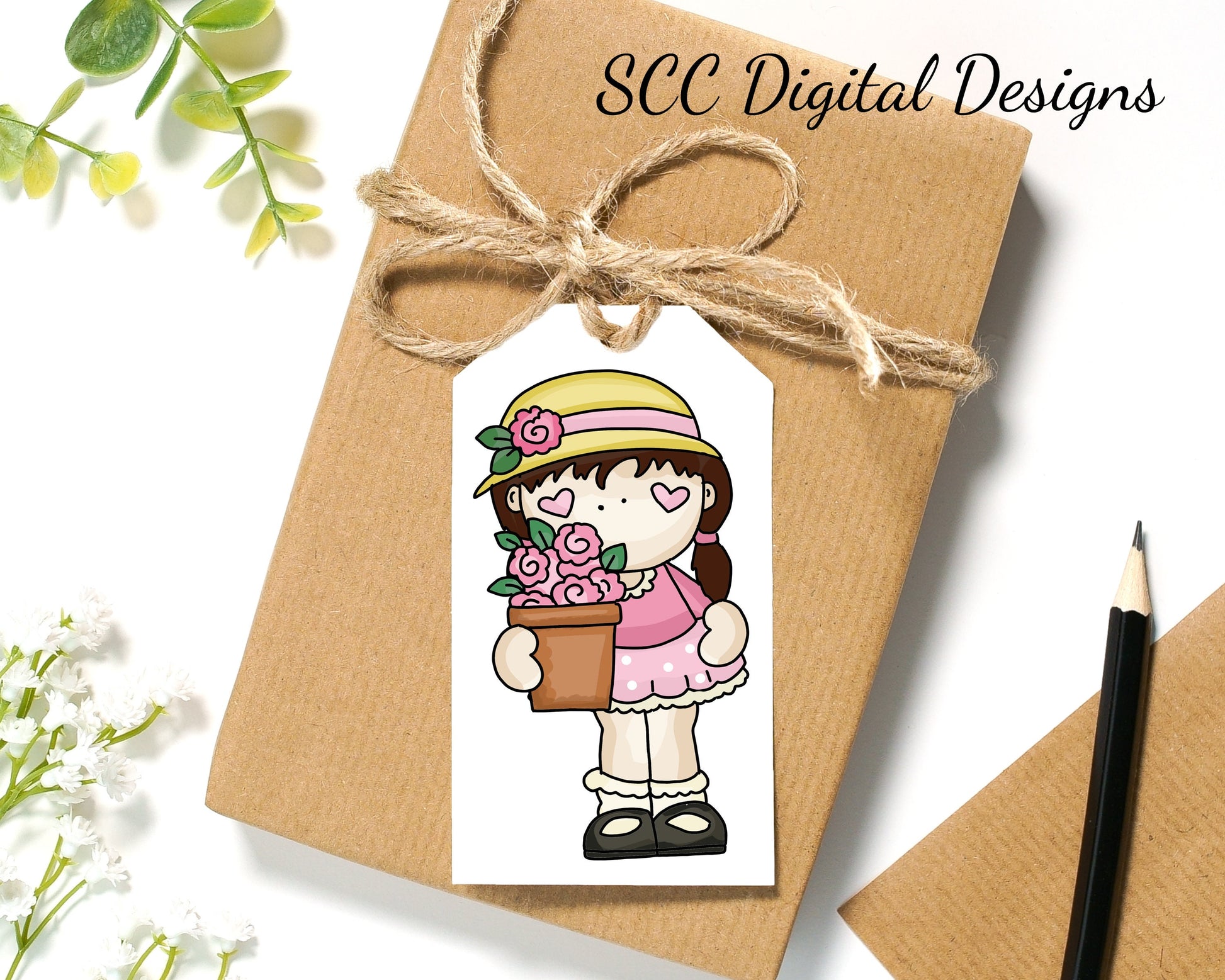 Pretty in Pink Girls Printable Tags - Instant Download - Girls Birthday Party Gift Tag - Pink Flowers
