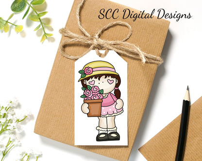 Pretty in Pink Girls Printable Tags - Instant Download - Girls Birthday Party Gift Tag - Pink Flowers